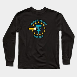 Rhode Island Disc Golf - State Flag Black Long Sleeve T-Shirt